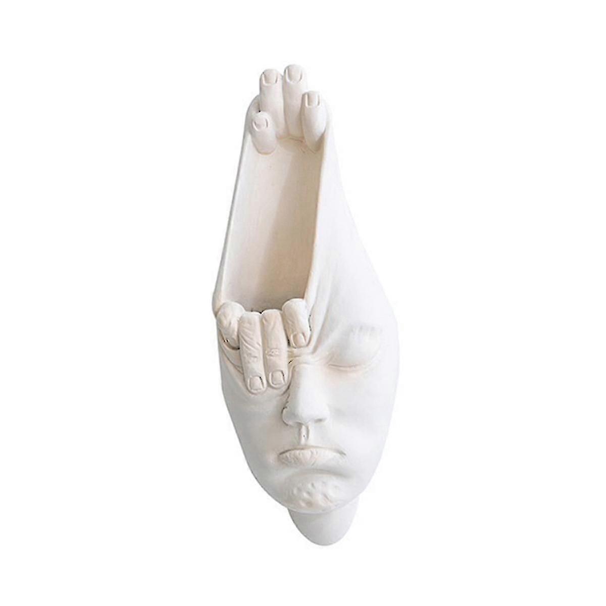 White Abstract Face Wall Planter
