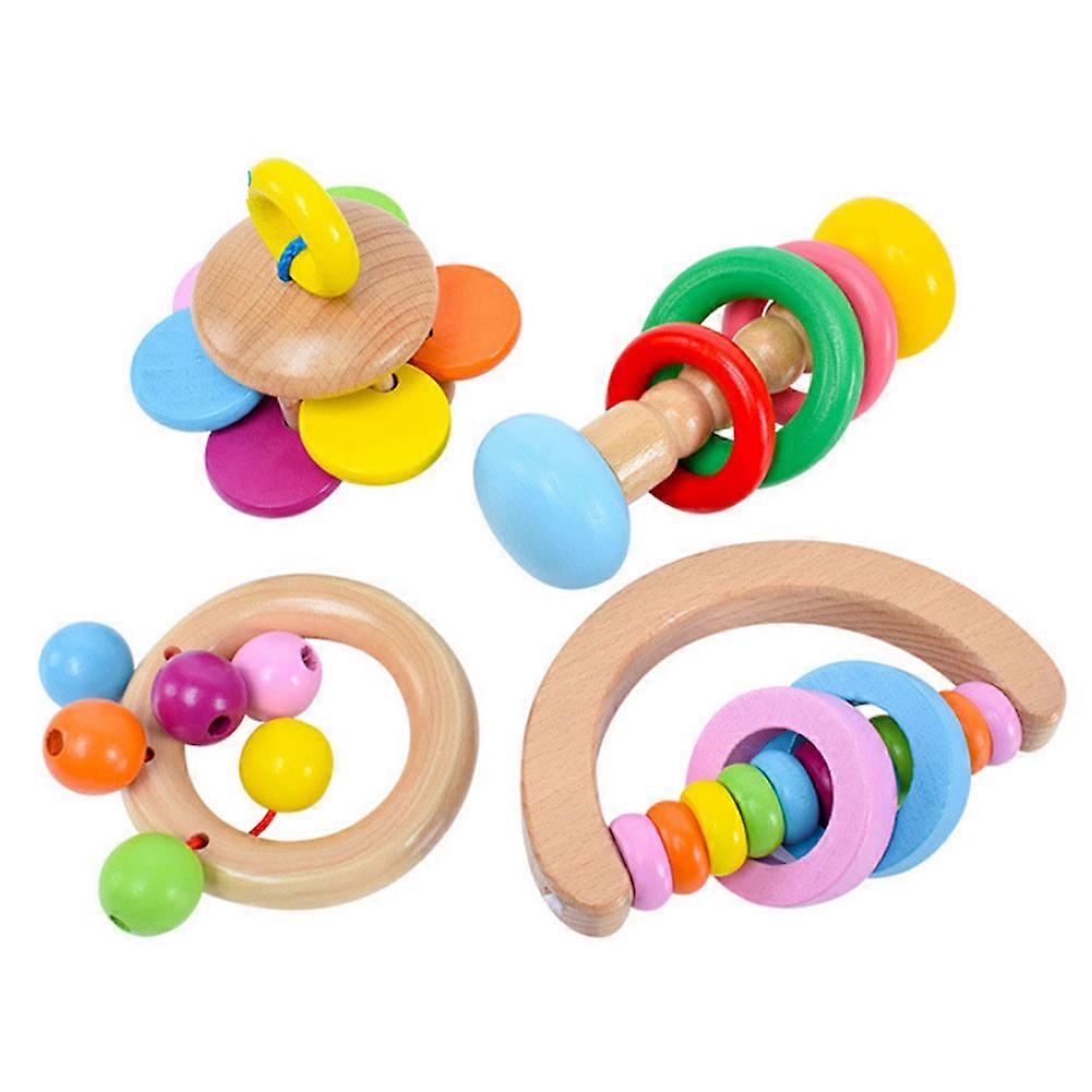 Wooden Hand Rattle, Sensory Development Tool, Compact Auditory Learning Toy