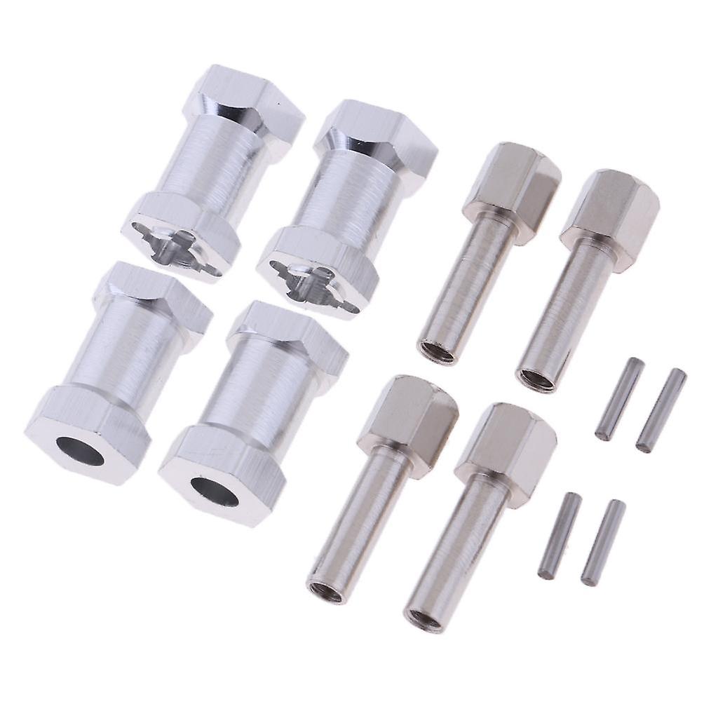 12mm Wheel Hex Combine Longer Coupler for 1/10 RC Axial SCX10 Crawler Silver