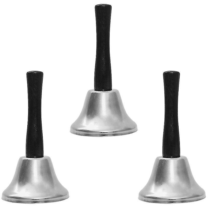 12X6.5cm Silver Rattles 3pcs Xmas Handbell Decorations Metal Decorative Bells Chic Bells For Party