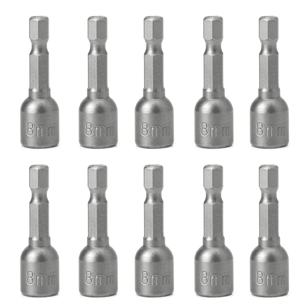 10 Pcs Magnetic Nut Driver Set 8mm 5/16" Socket Adapter Hex Drill Bit