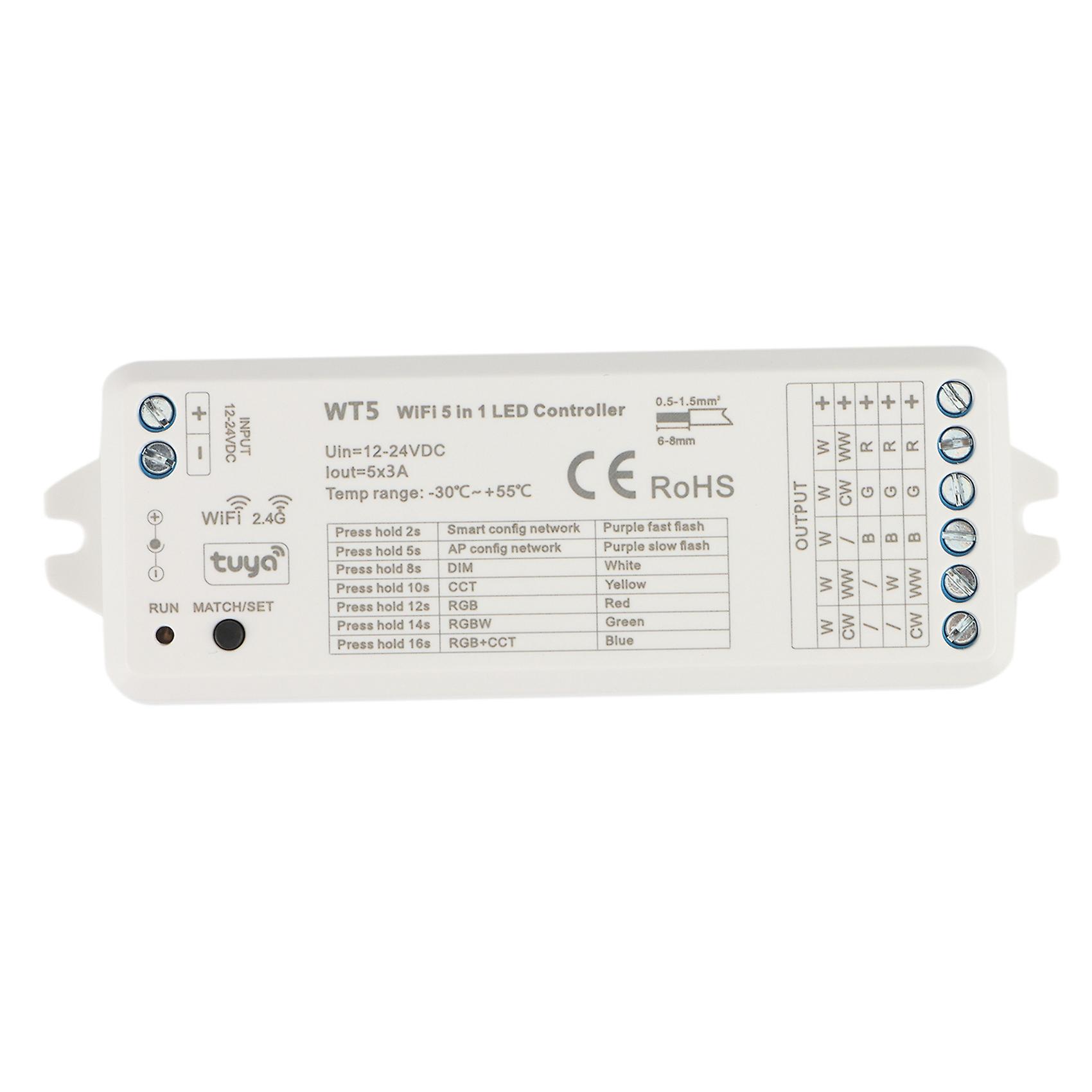 Tuya LED Controller 5 in 1 Dimmer CCT RGB RGBW RGBWW RGBCCT Strip Smart Life Wifi 2.4G RF Remote Co
