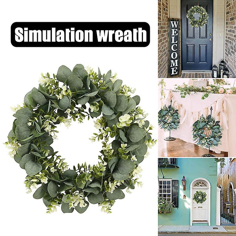 40cm Artificial Loosestrife Wreath Eucalyptus Leaf Ring Hanging Door Decoration