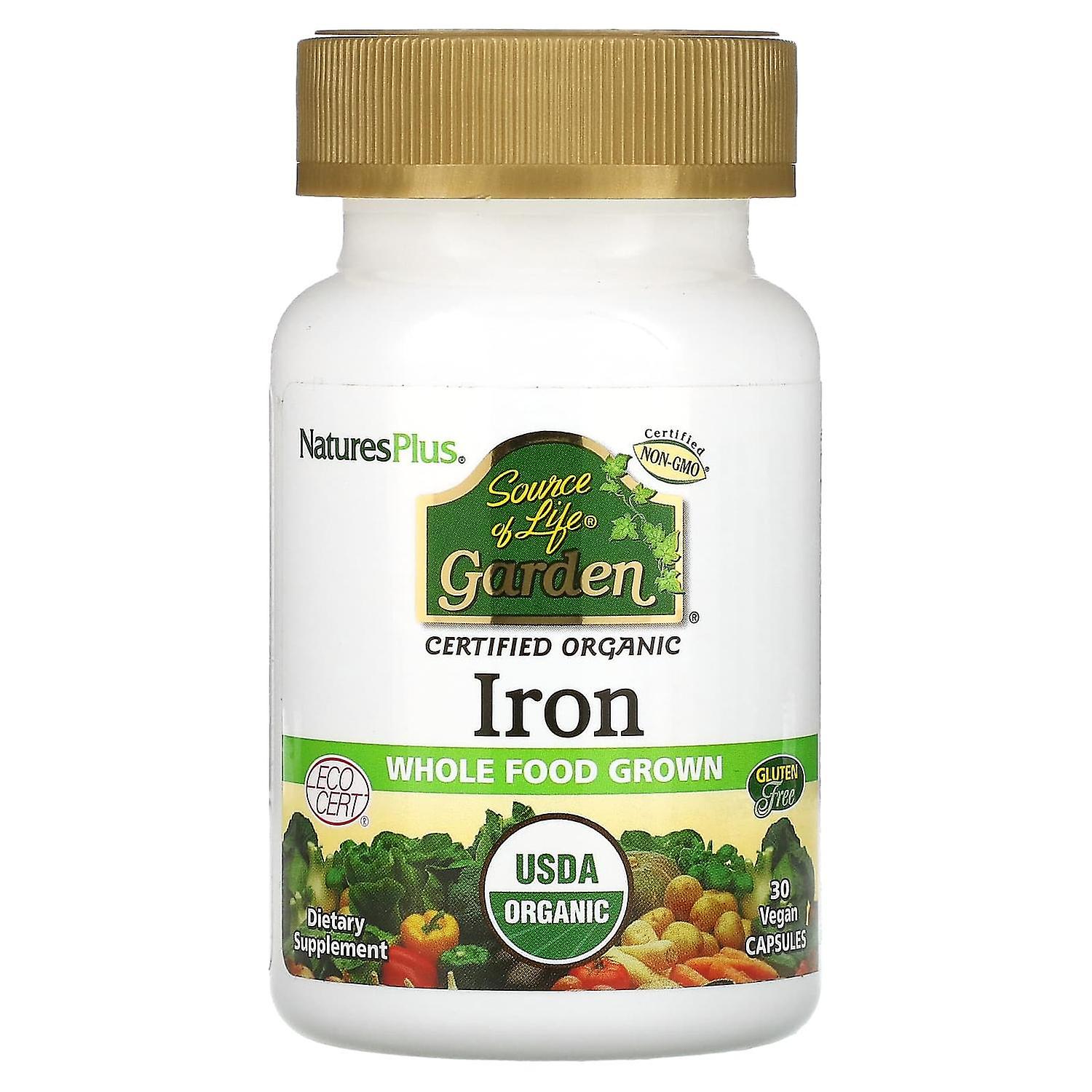 NaturesPlus, Source of Life Garden, Iron, 30 Vegan Capsules