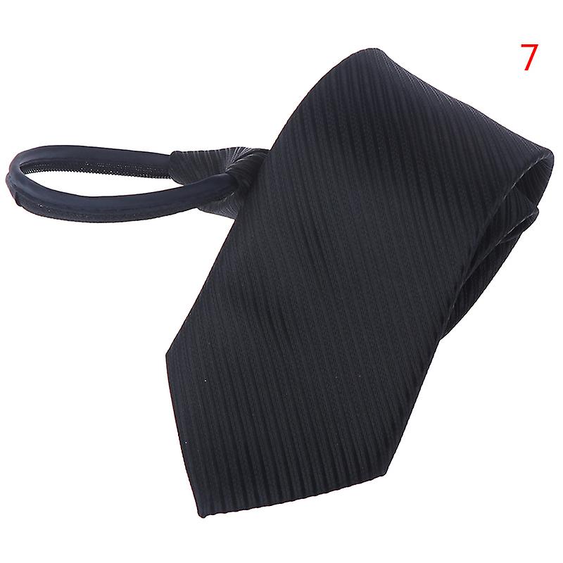 Lazy Men's Zipper Necktie Solid Striped Casual Business Wedding Zip Up Neck Ties