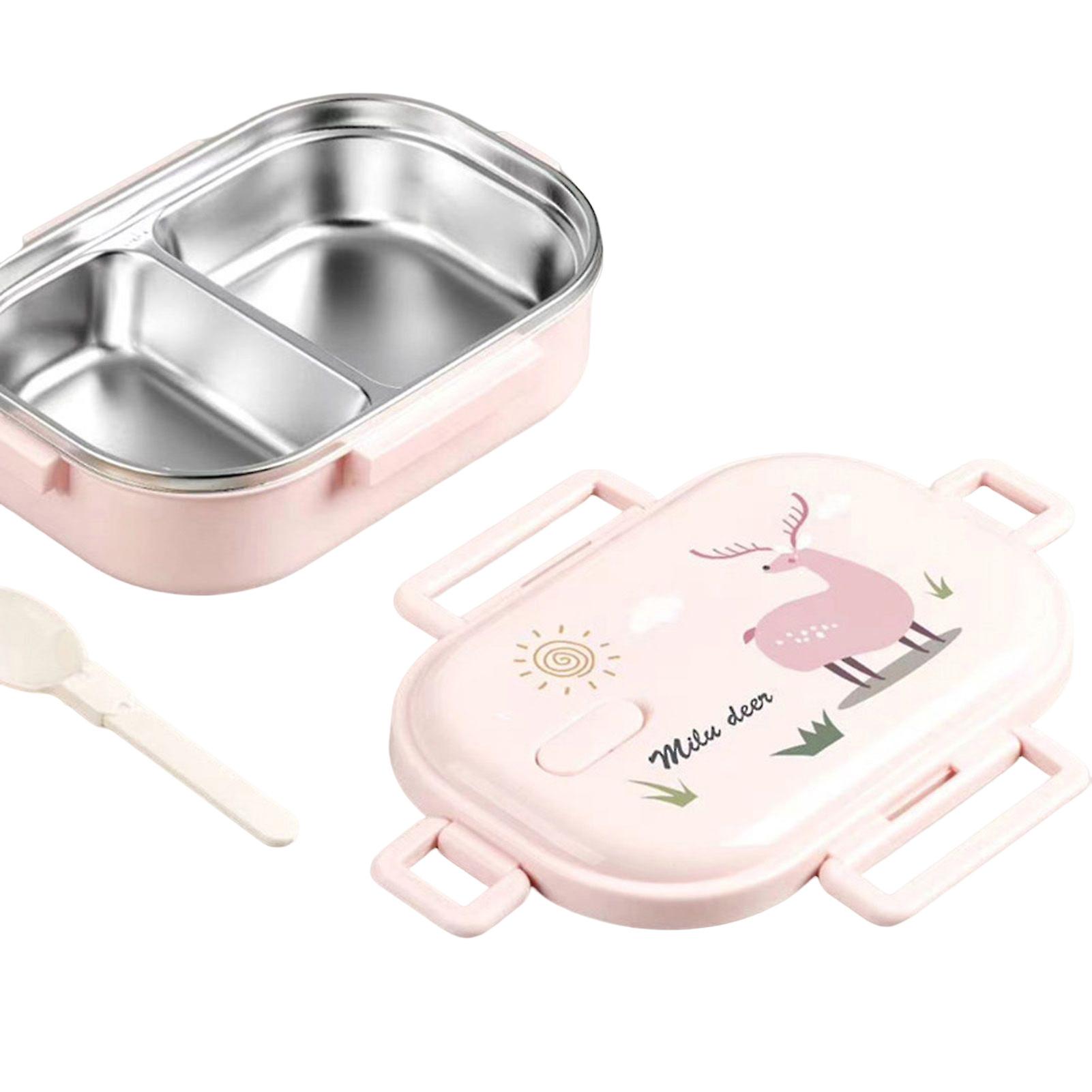 Divided Cartoon Picnic Lunch Box With Spoon