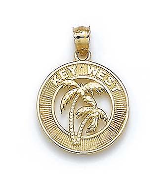 14k or jaune clé ouest breloque palmiers pendentif collier-pendentif pour femmes - 2,1 grammes