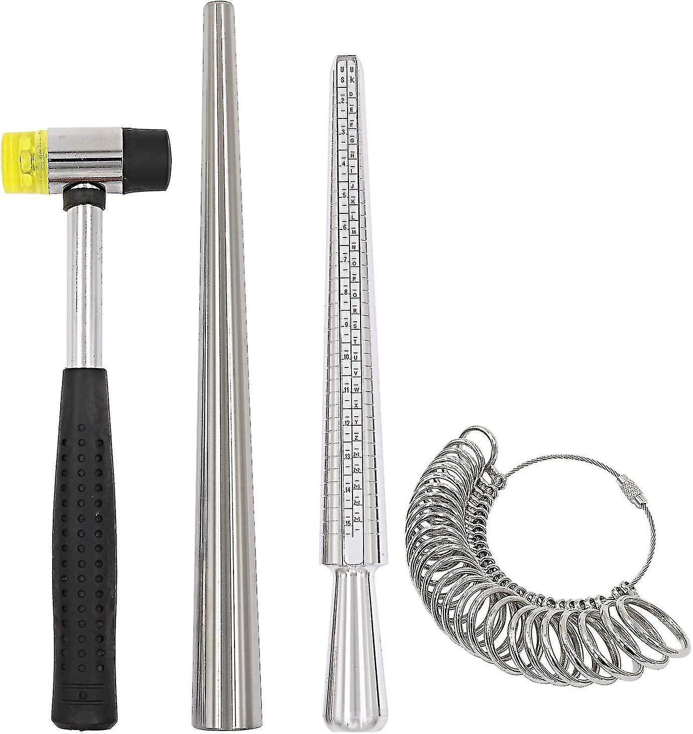Ring Sizer Tool Metal Ring Sizing Mandrel Ring Gauge Sizer Set Rubber Jeweler's Gift