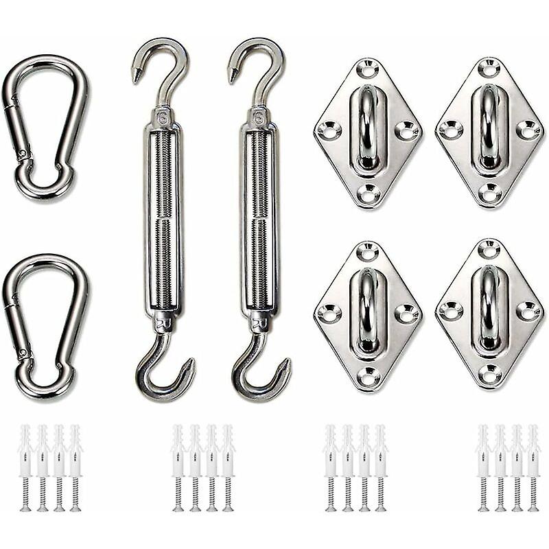 M6 Rectangular Shade Sail Hardware Kit, Heavy Duty Stainless Steel Shade Sail Kit Fixing Kit for Garden Patio
