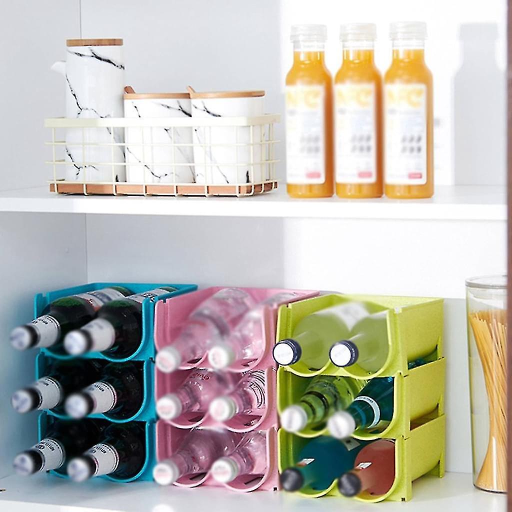 3 Pcs Plastic Stackable Bottle Shelf compatible with Kitchen Fridge,bars