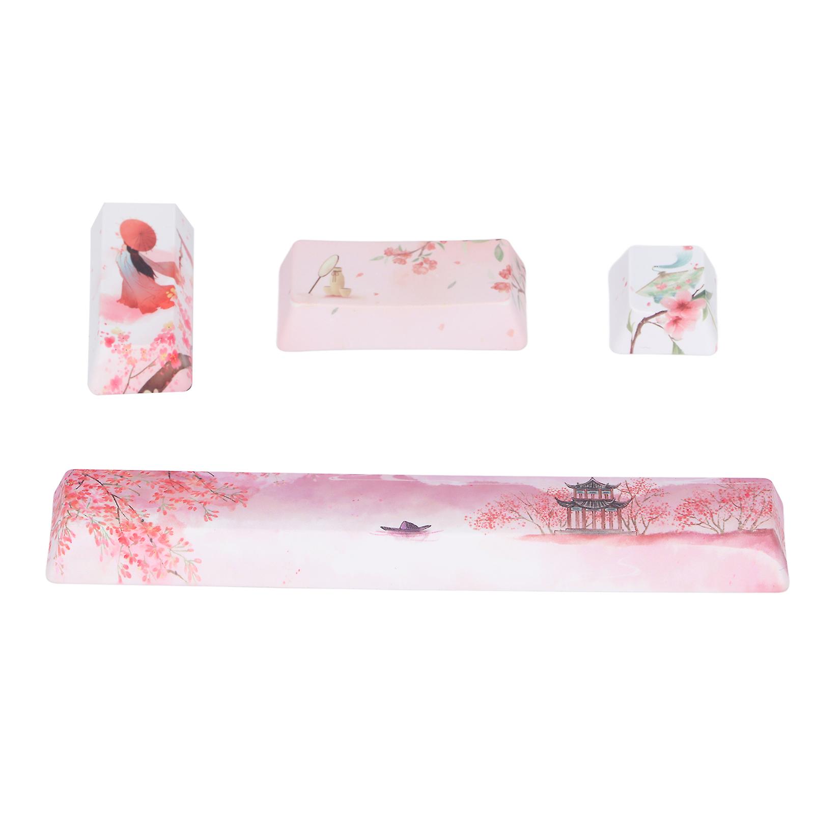 Keycap 4 Keys Peachblossom Beauty Pattern Space ESC Enter Numpad Enter DIY Keycaps Kit