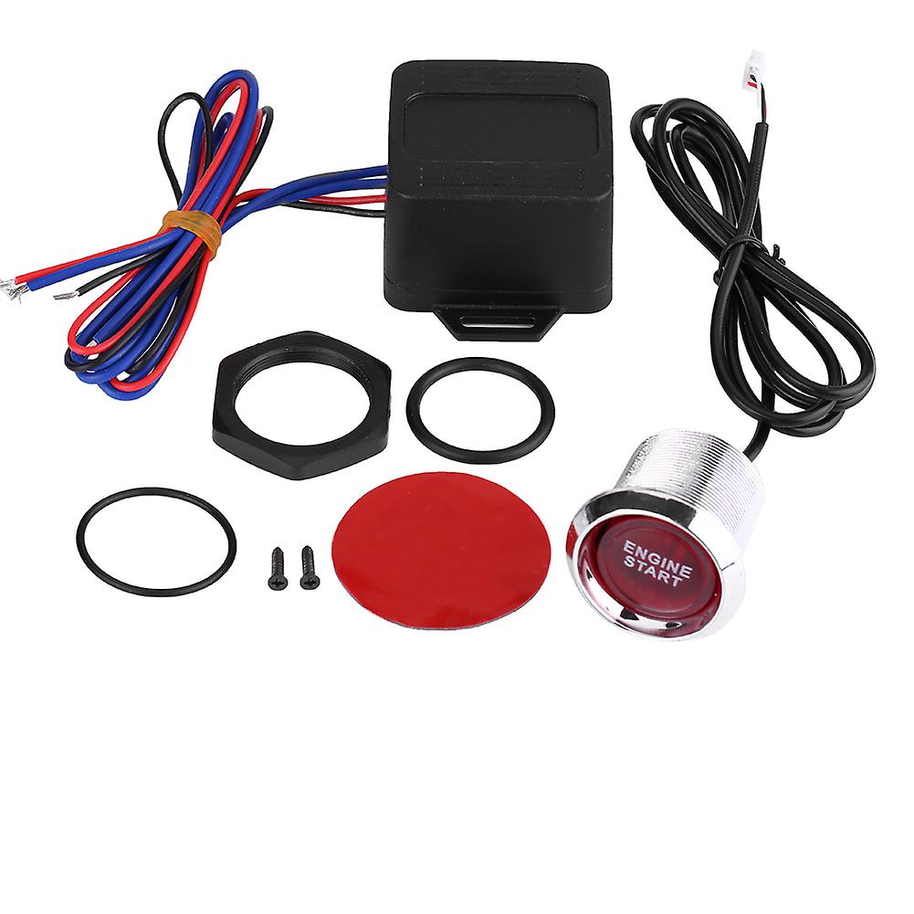 12V Car Engine Start Push Button Switch, Universal Ignition Starter Red LED for Vehicle Dashboard Replacement