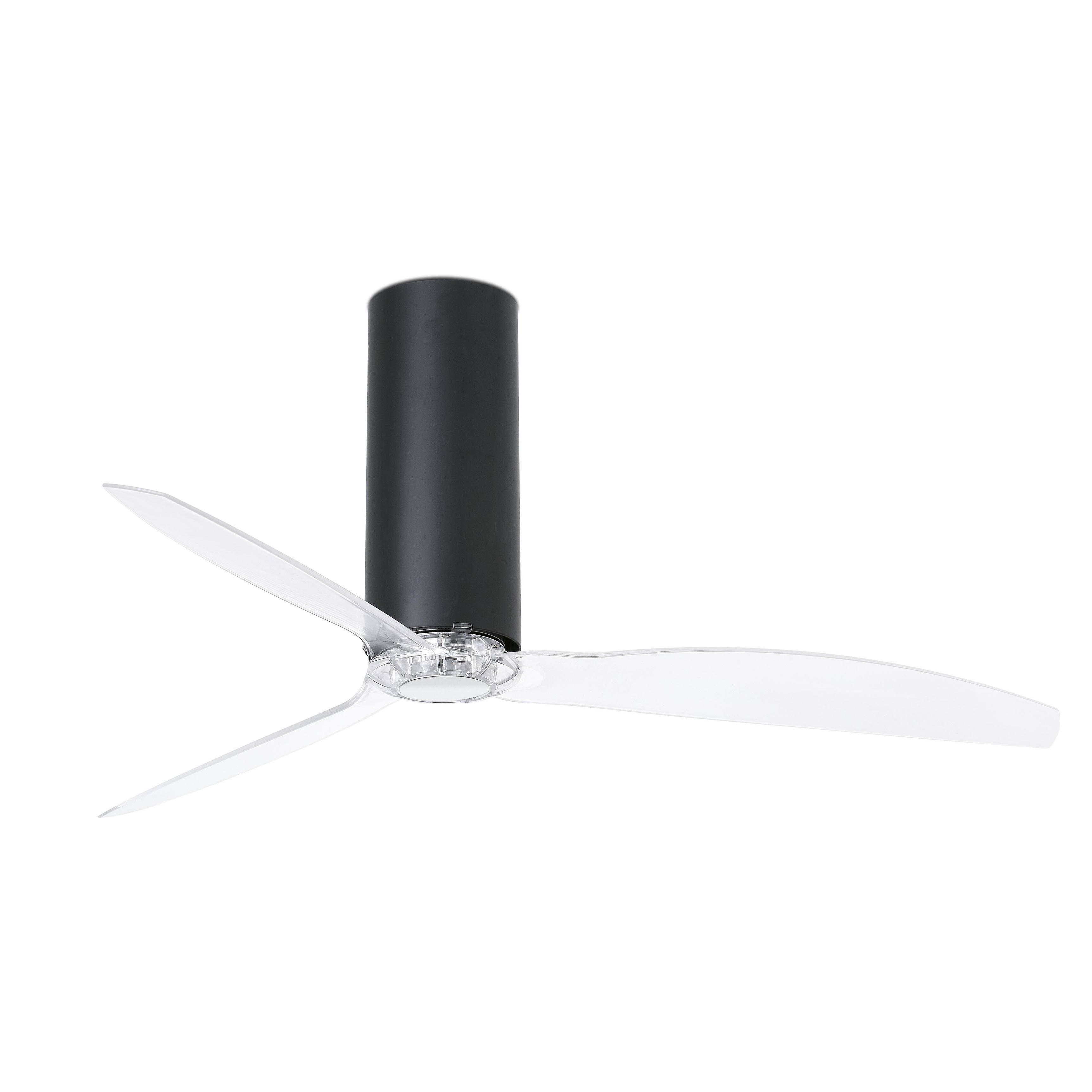 Tube Medium Ceiling Fan Matt Black, Clear - Optional LED Light Sold Separately