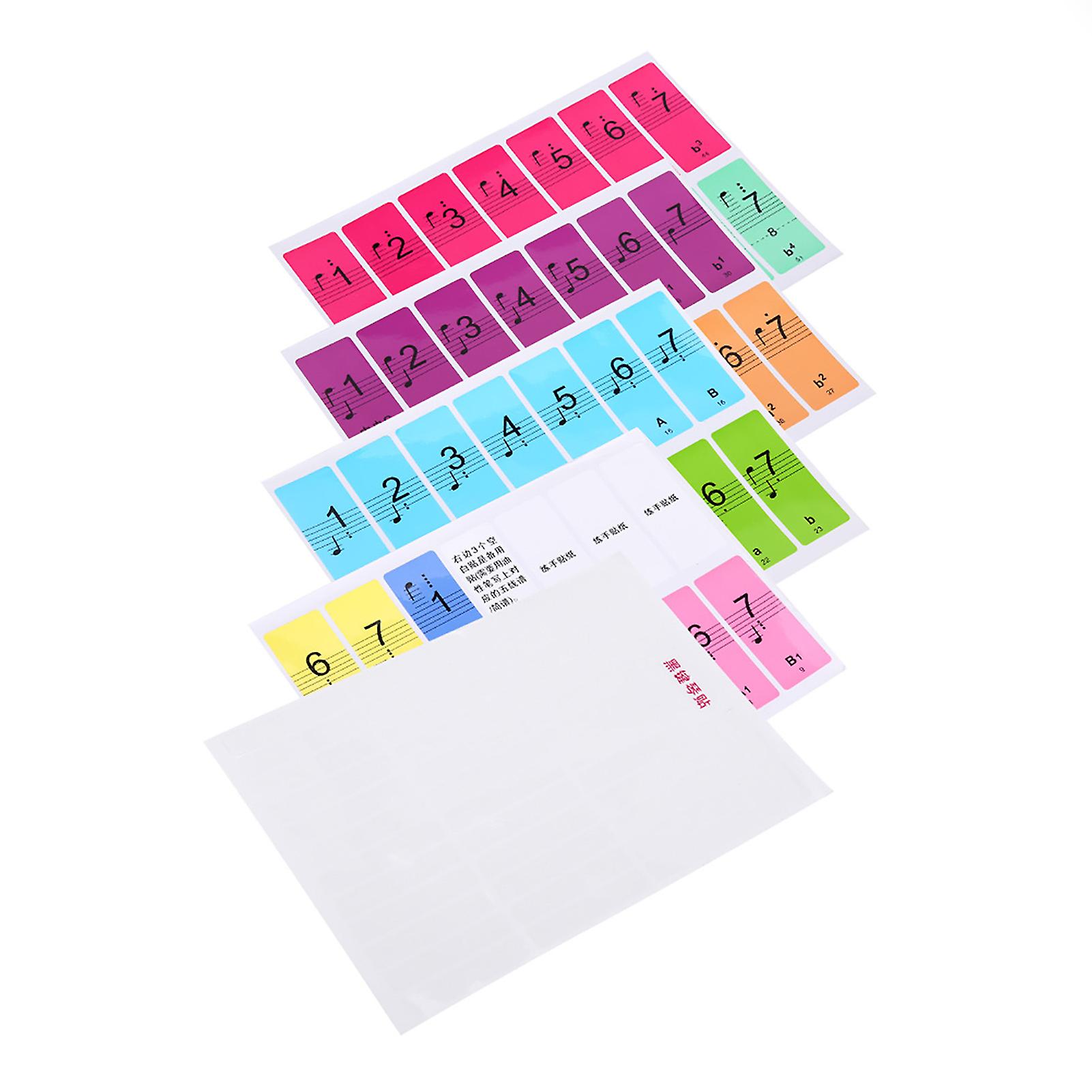Removable Stickers for 88 Keys Electronic Piano Keyboard, White Keys (Multicolor)
