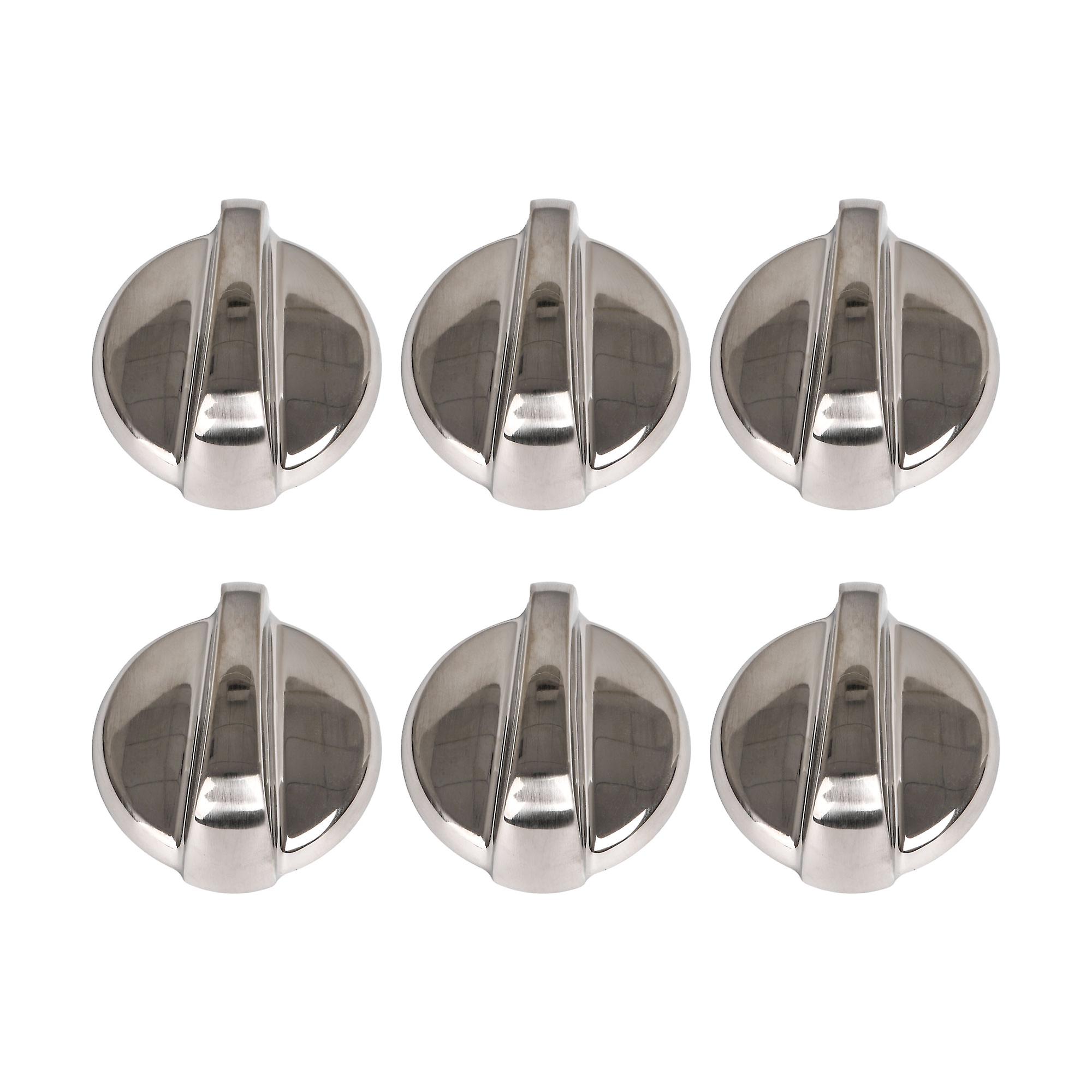 6 Pcs Oven Cooktop Control Knobs Silver Replacement for GE PS2353386