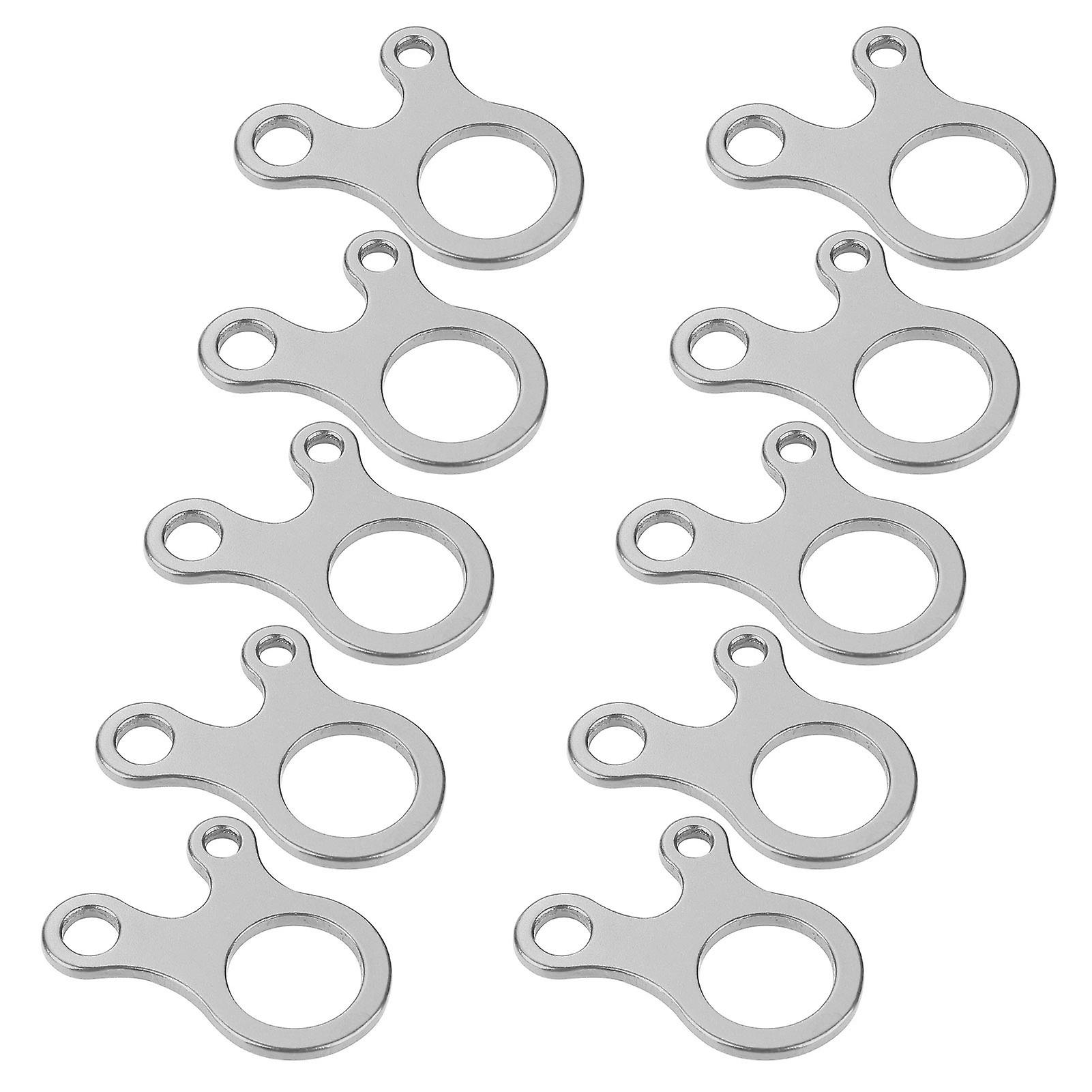 10Pcs 3‑Hole Quick Knot Tent Rope Runner Fastener Wind Rope Buckle(Silver)