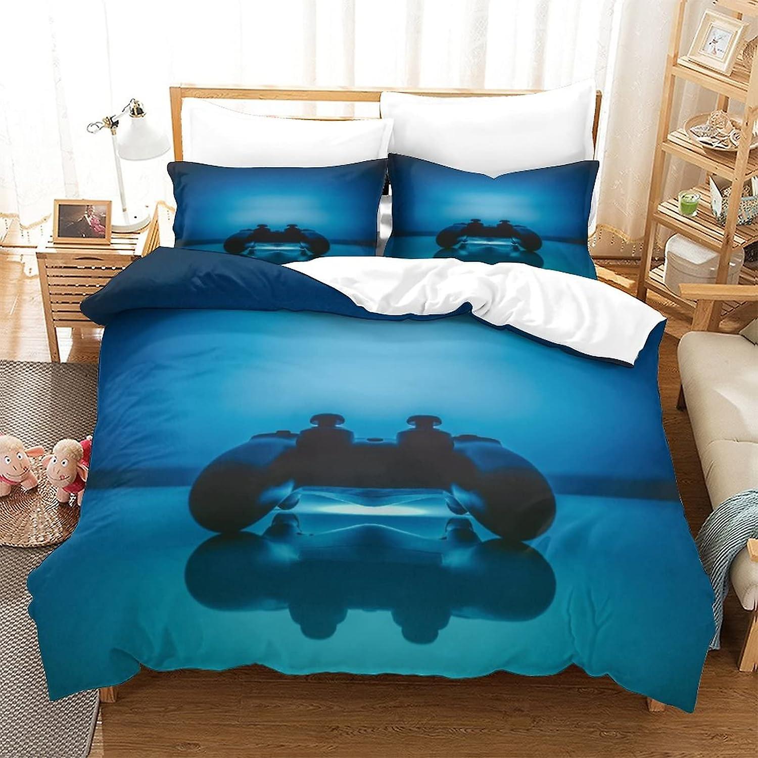 KNITII Joystick Controller Gamepad 3D Printed Duvet Cover Set with Zipper Soft Easy Care Duvet Cover Quilt Bedding Set With Pillowcases Closure 3 Piec