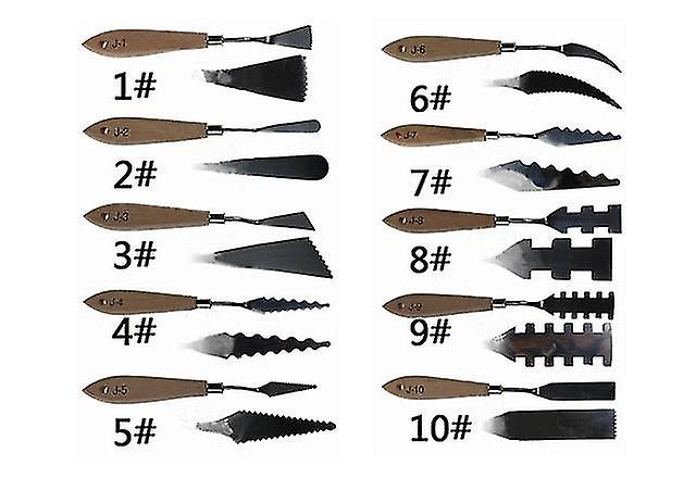 10 verschiedene speziell geformte Ölmalerei Messer Set Farbe Messer Textur Messer gezackte Palette Messer Öl Farbe Spatel Art Tool