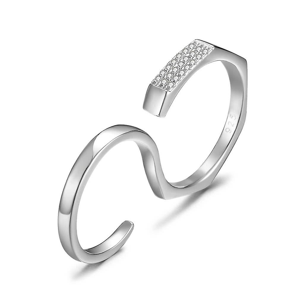 Sterling Silver Ring Zirconia Engagement Multi-finger Ring