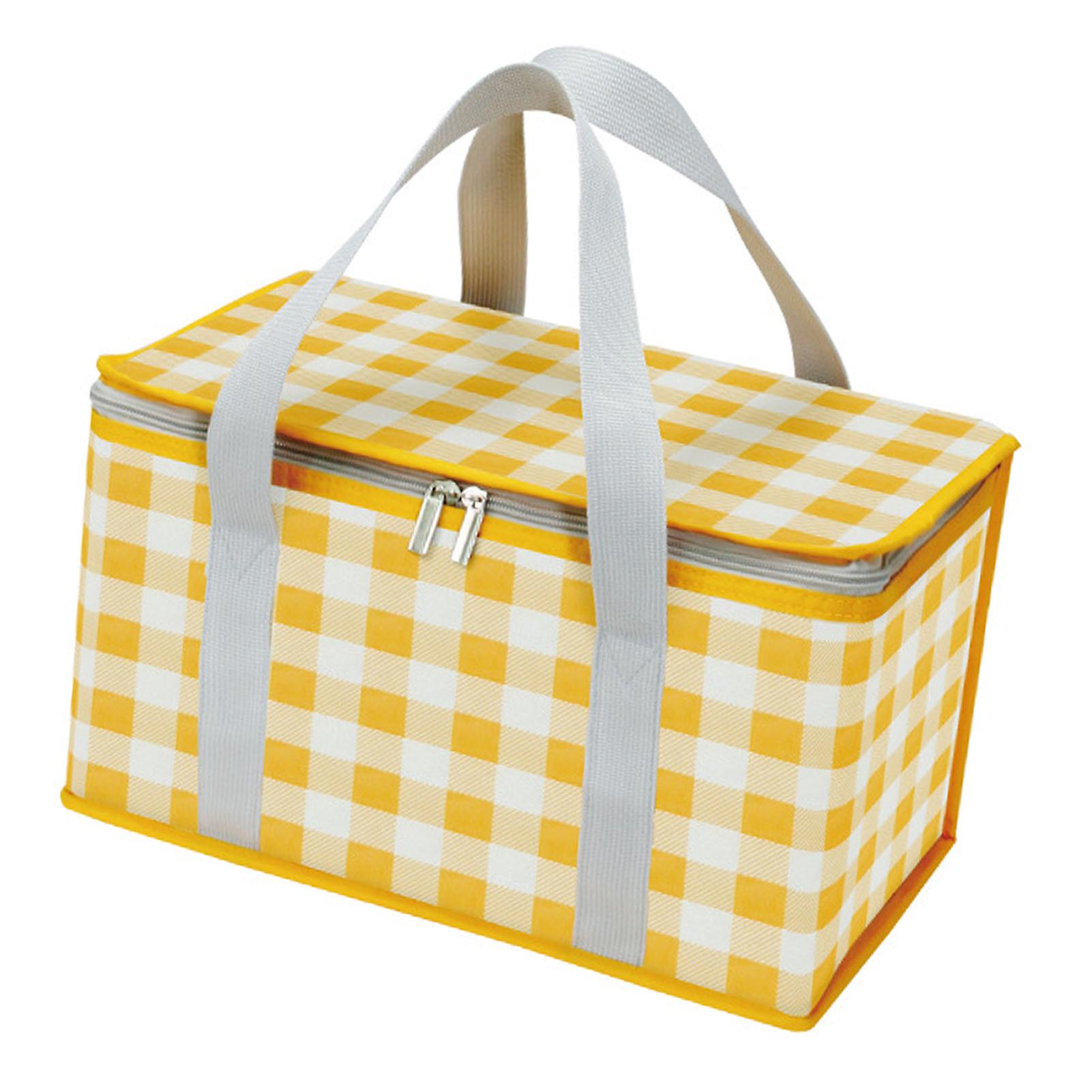 Cooler Bag Insulated Large Capacity Waterproof Multifunctional Durable Portable Lunch Bag for Picnic Office Yellow and White