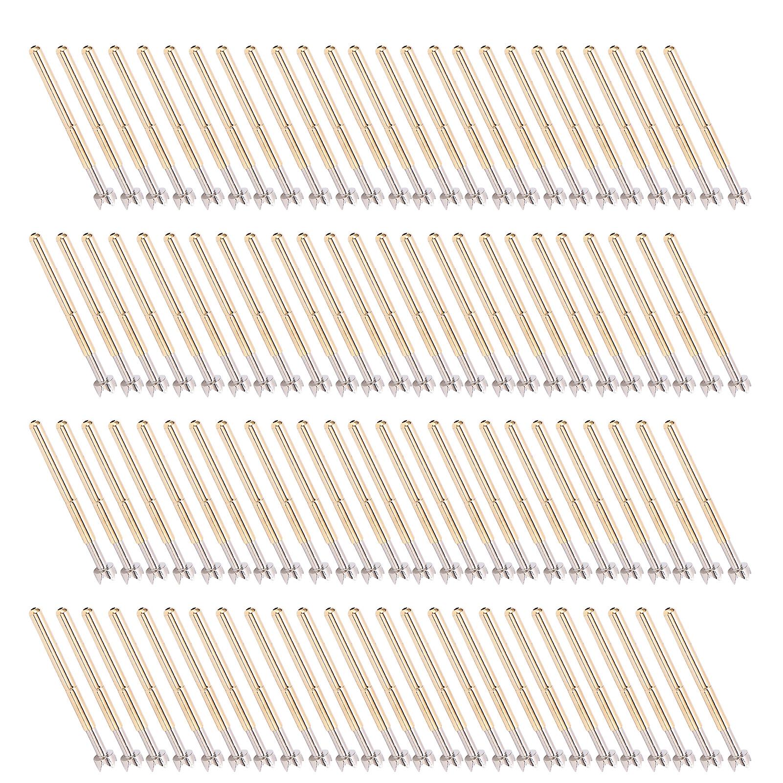 100pcs Pogo Pin 4 Claws Plum Head Type Brass Material 2.36mm/0.1in Tube Diameter 34mm/1.3in Length Spring Testing Pins