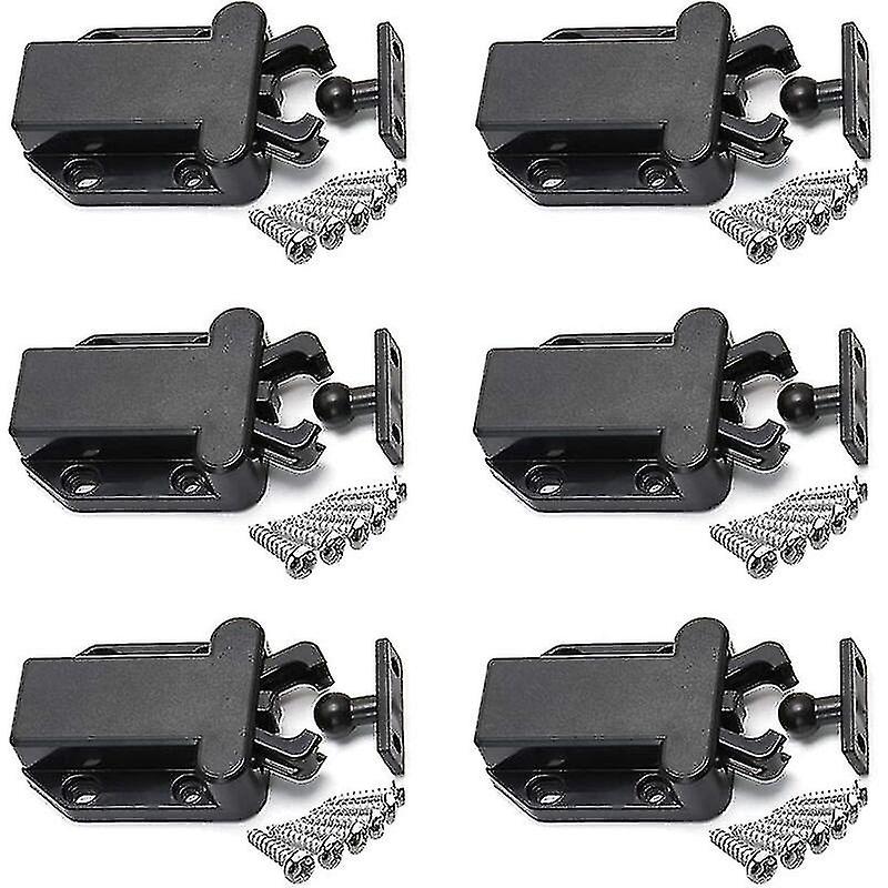 6 Pieces Push To Open Touch Release Cabinet Latches Non Magnetic Drawer Latches Cabinet Closet Furniture Door Touch Latch, Black