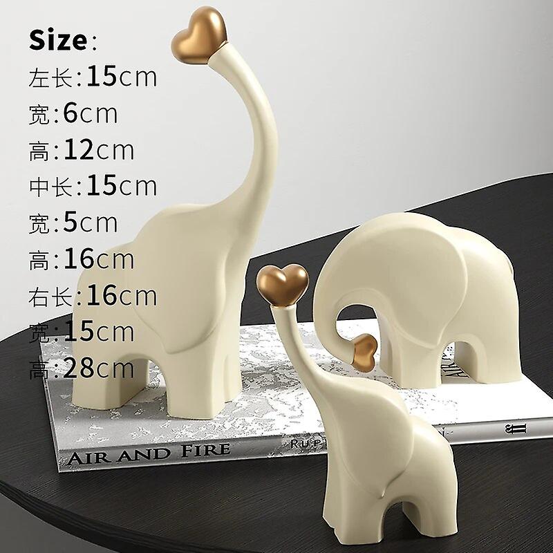 Elephant Ornaments For A Family Of Three, Loving Living Room Modern Simple Ceramic Entrance Wine Cabinet Home Decorations