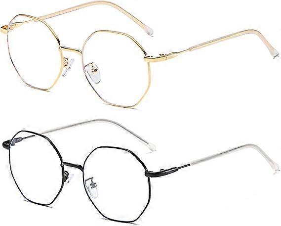 2-Pack Blue Light Blocking Glasses Computer Eyeglasses Hexagonal