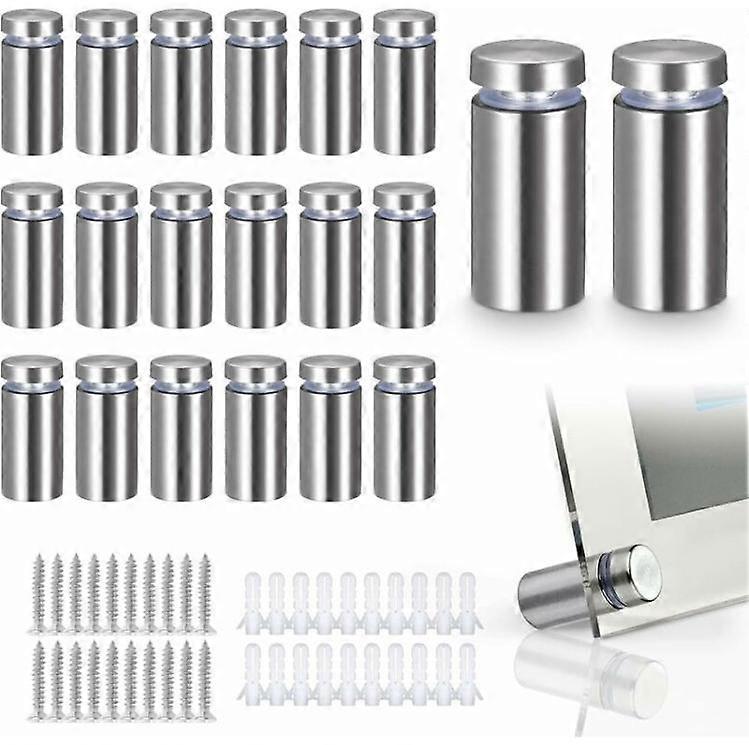 20 Pcs Glass Spacer, Stainless Steel Wall Mount for Advertising Nails, for Plaques and Sign Displays (Silver)12mmx20mm