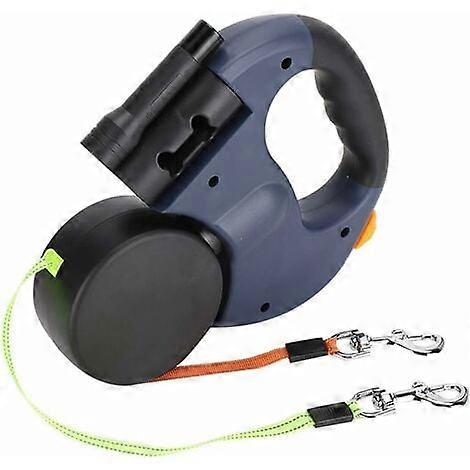 Retractable Double Dog Leash with Two 3m Long Ropes, 360 Tangle-Free Dual Dog Leash, (Grey)