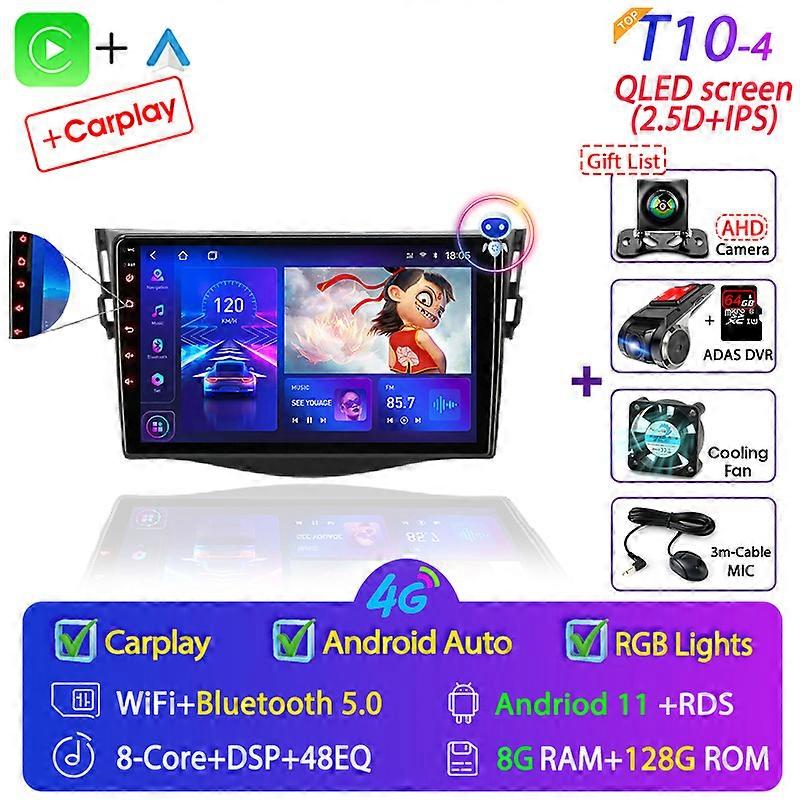 9 » Android 11 Autoradio pour Toyota Rav4 Rav 4 2005-2013 Lecteur Multimédia 2din Carplay Dsp Navigation GPS 4g Net Wifi Stéréo DVD