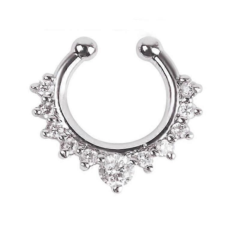 Fake Septum Nose Piercing Nose Ring Without Hole Silver silver