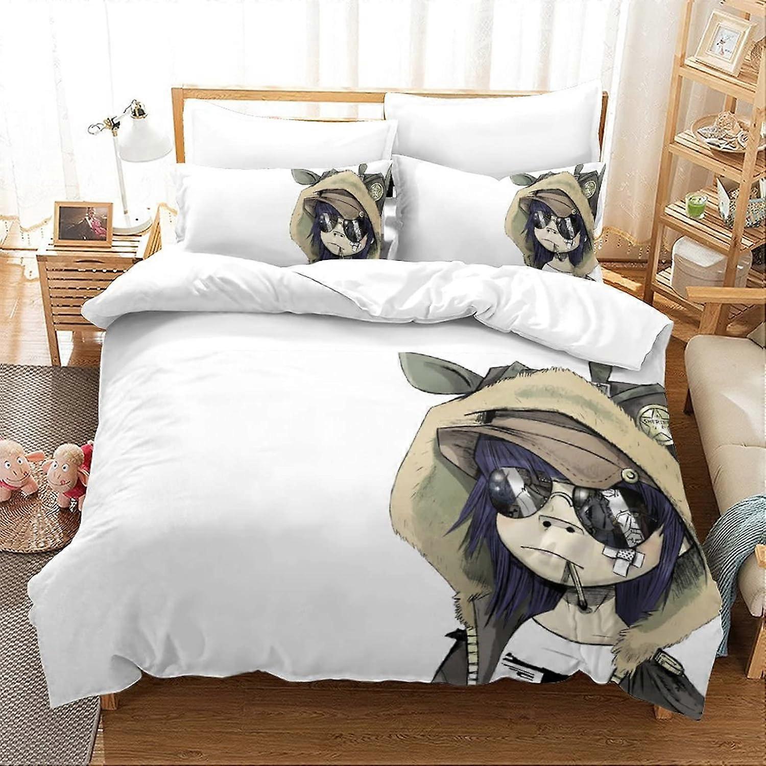 غطاء لحاف Gorillaz وأغطية وسادات موسيقى الهيب هوب وطباعة غطاء لحاف بوليستر ناعم من الألياف الدقيقة مع أكياس وسادة ، مزدوج 135 * 200 سم