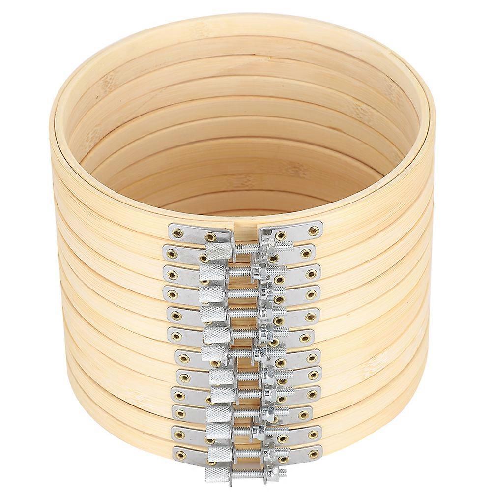12Pcs Bamboo Embroidery Hoops Adjustable Cross Stitch Frame Circle Sewing Clip Tools