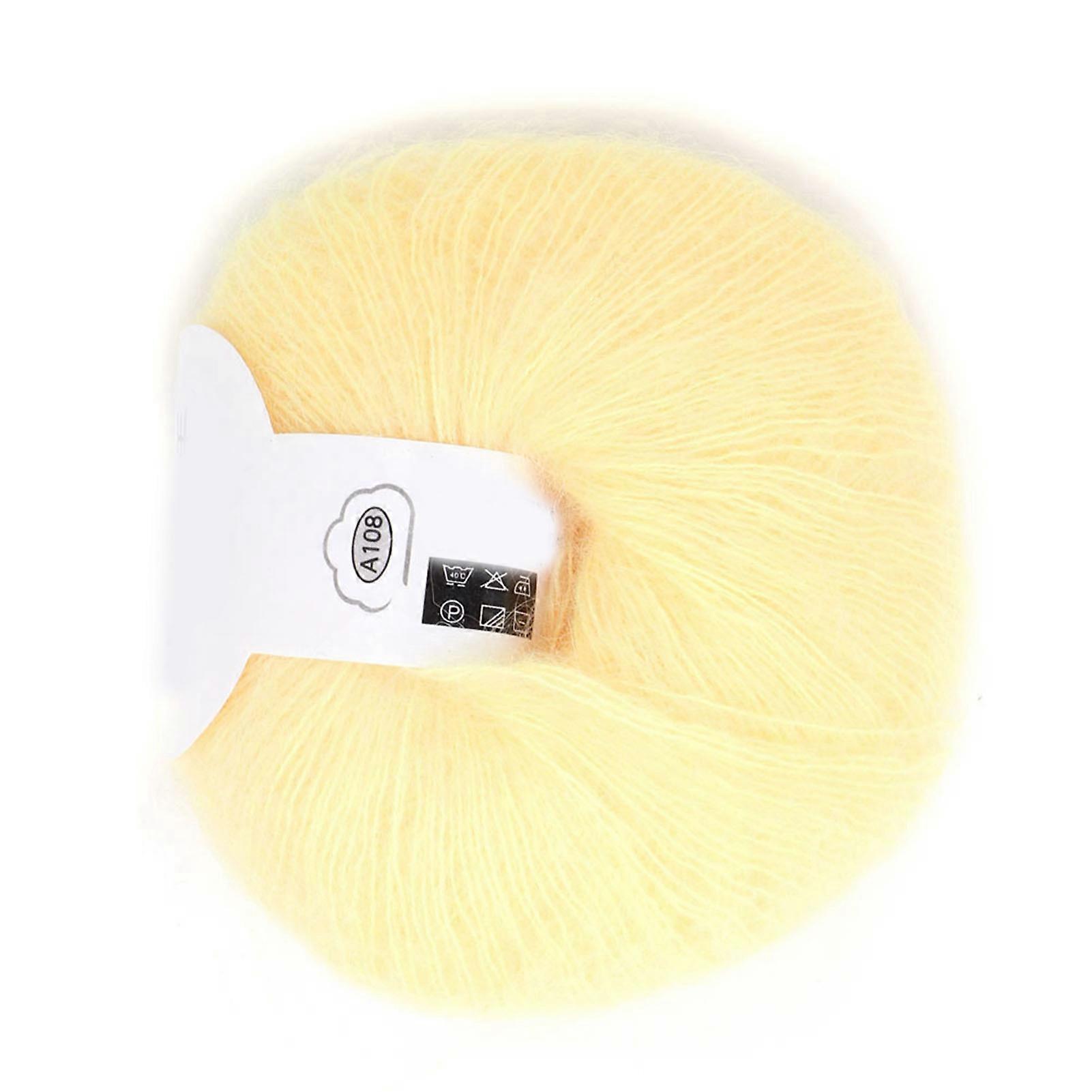 Suosittu Soft Mohair Pashm Knit Angora Long Wool Langan Hot (vaaleankeltainen)