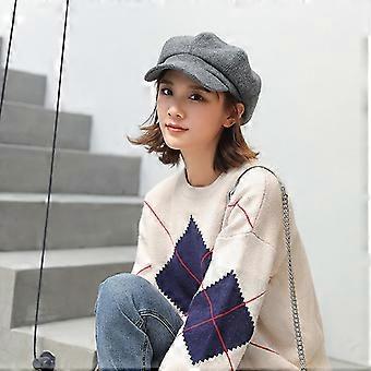 Kvinder litterære Retro Solid Color All-match Baret Lady Efterår Vinter Hip Hop