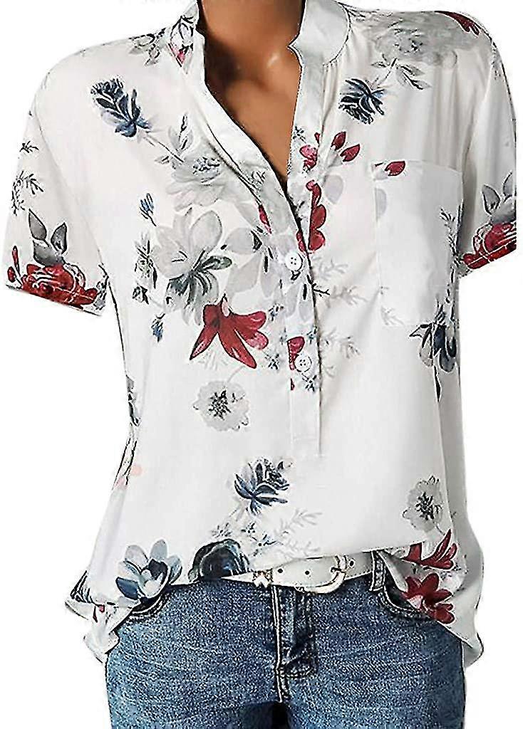 Blumentops für Frauen 2023 Button Down Mode Casual Lang- / Kurzarmhemden Bluse