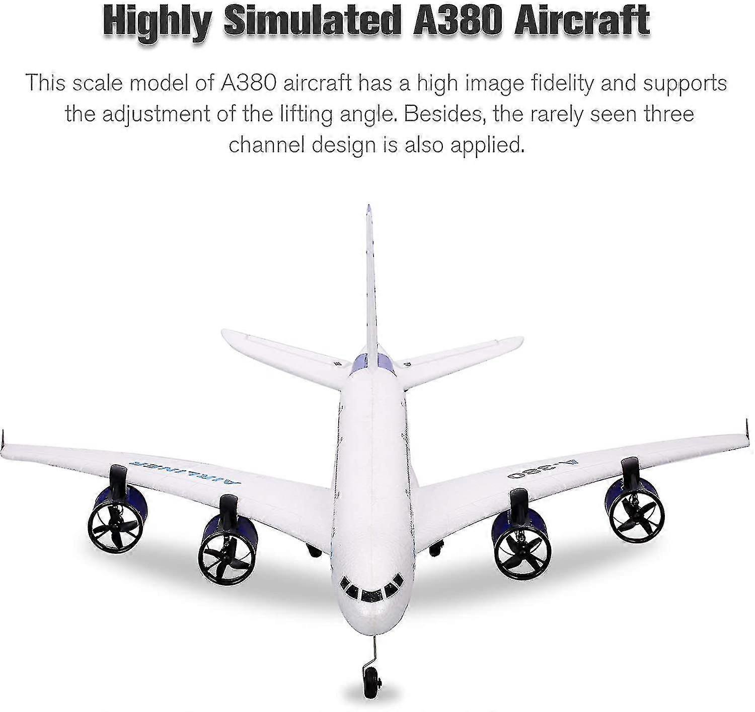 A380 2.4g Rc Airplane Flying Aircraft Glider With Led Searchlight 3ch For Beginner Epp Foam Fixed Wing Airplane Foam Plane Remote Control Aircraft Mod