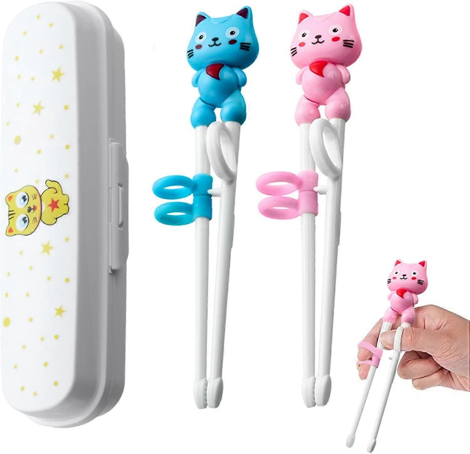 Pack Beginner Training Chopsticks with Assistant Suitable for Beginners, Elderly, Training Chopsticks, Chinese Chopsticks, Cute Animal Chopsticks, Blu