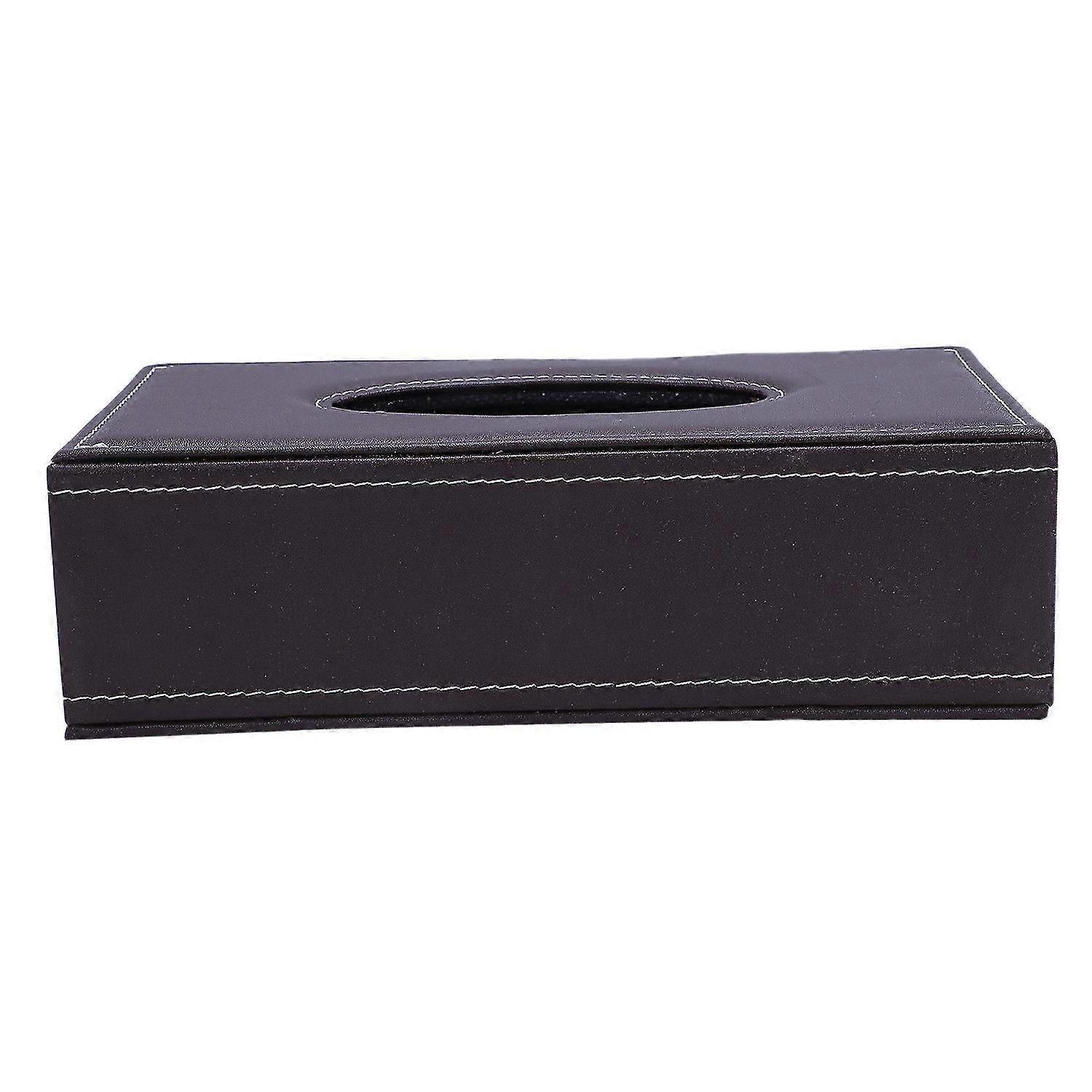 Portable Leather Rectangular Tissue Cover Box Brown