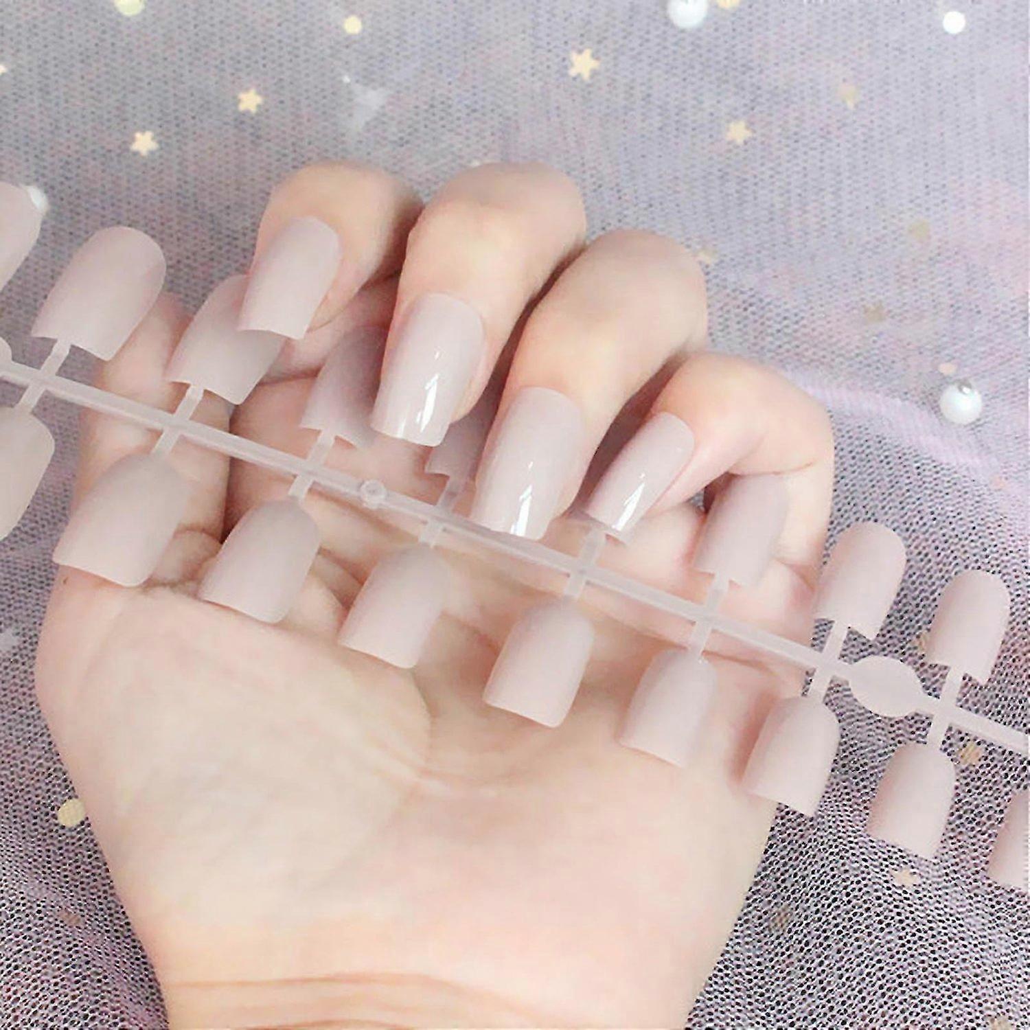 Long Nails Fake Nail Patch Rectangular Color Nail Art 24pc