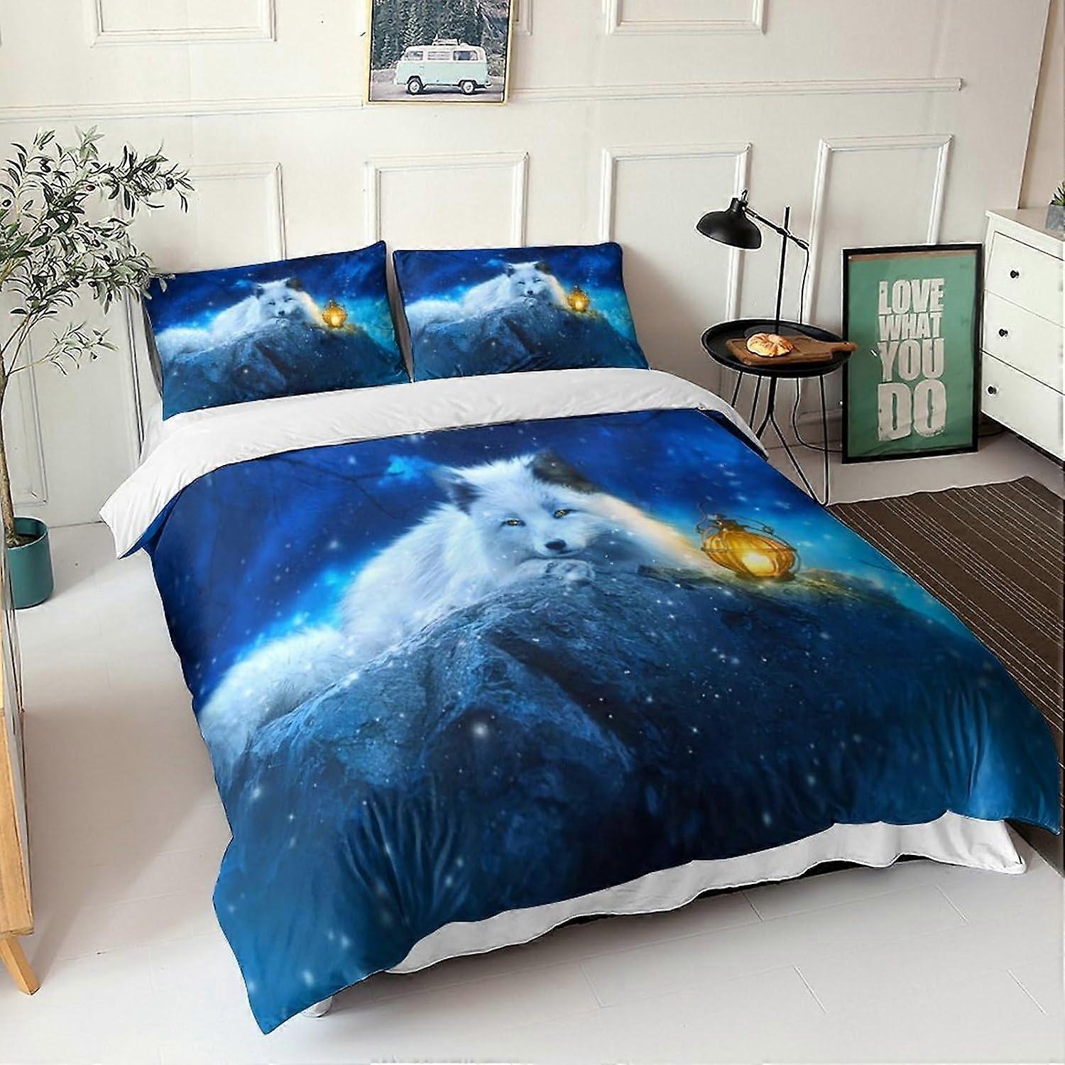 Animal D Duvet Cover Pattern Printed in D Bedding Sets The Fox Bedding Set with Pillowcases, for Adults and Children Microfiber Double  135*200 CM
