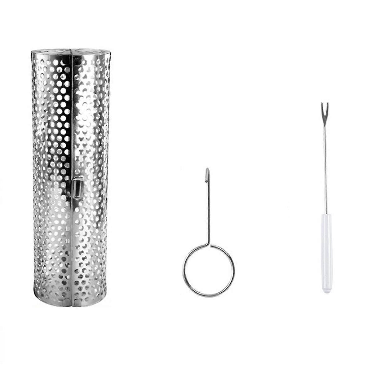 Open Barbecue Rolling Grill Basket BBQ Net Tube Grill Basket Grid Open BBQ Grill for Travel Camping