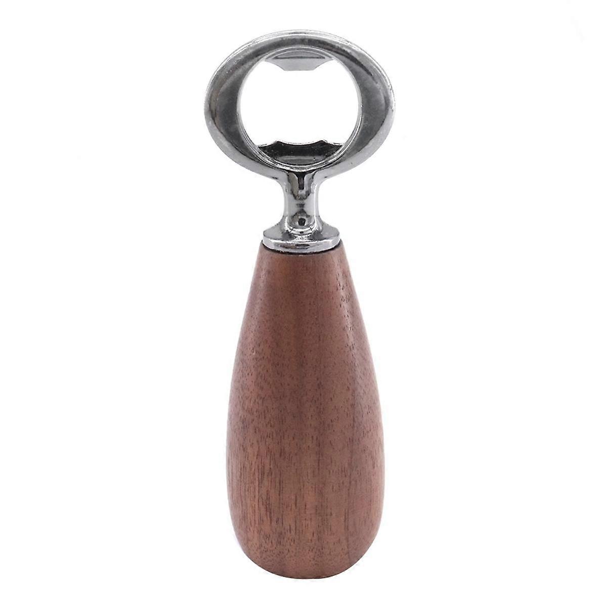 Ölflasköppnare med trähandtag, dryckeskapslock ölflasköppnare köksredskap mörk träfärg