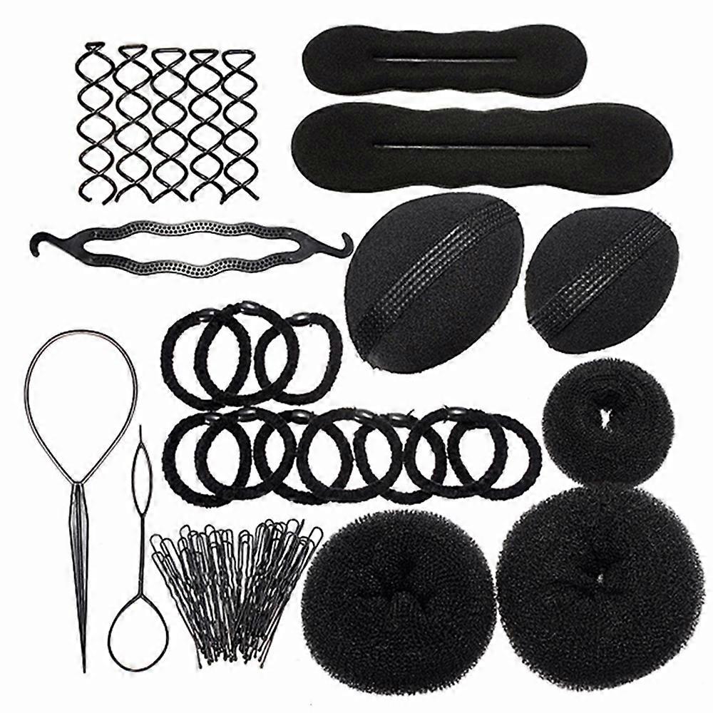Hair DIY Tool Kit Donut Bun Maker U-shaped Clip Spiral Clip Hair Bands Hair Base Bumps Hair Loops Bun Makers