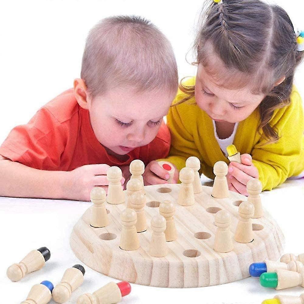 Kids Wooden Memory Chess Games Matchstick Chess Game, Acsergery Match Stick Color Learning Gift