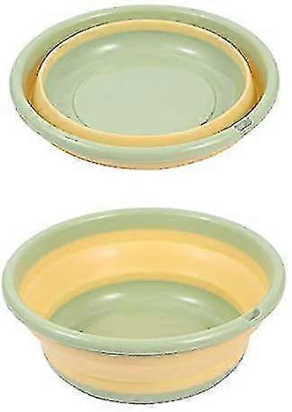 Portable Foldable Silicone Wash Basin (green-yellow, Small Size)
