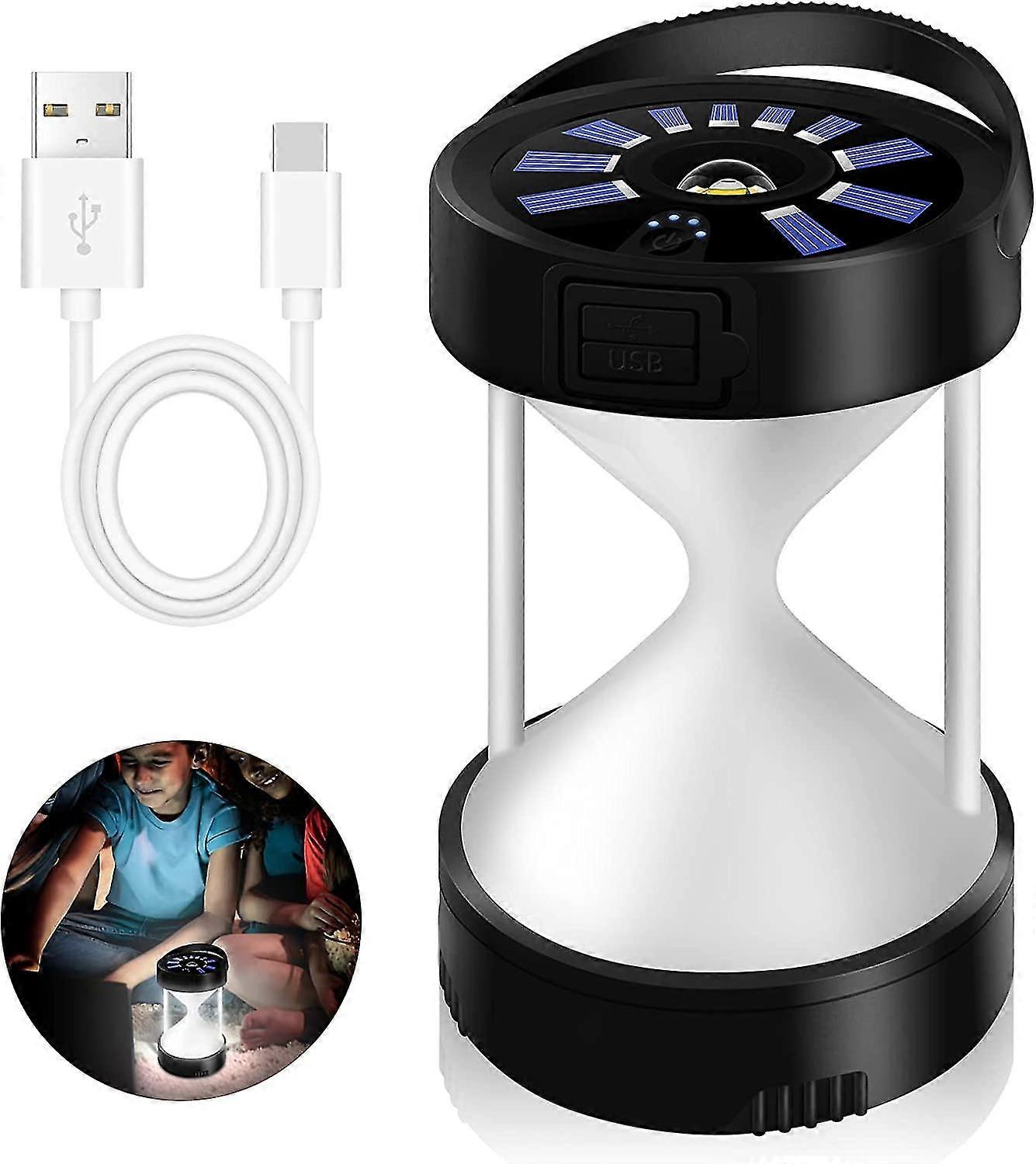 Usb-c Rechargeable Solar Led Camping Light With Battery Indicator