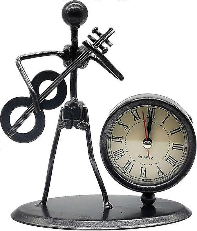 Music Sitting Clock, Old-Fashioned Handmade Small Desk Clock, Bat