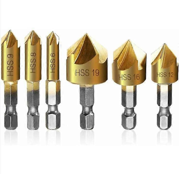 Set of 6 hexagonal drill bits for wood